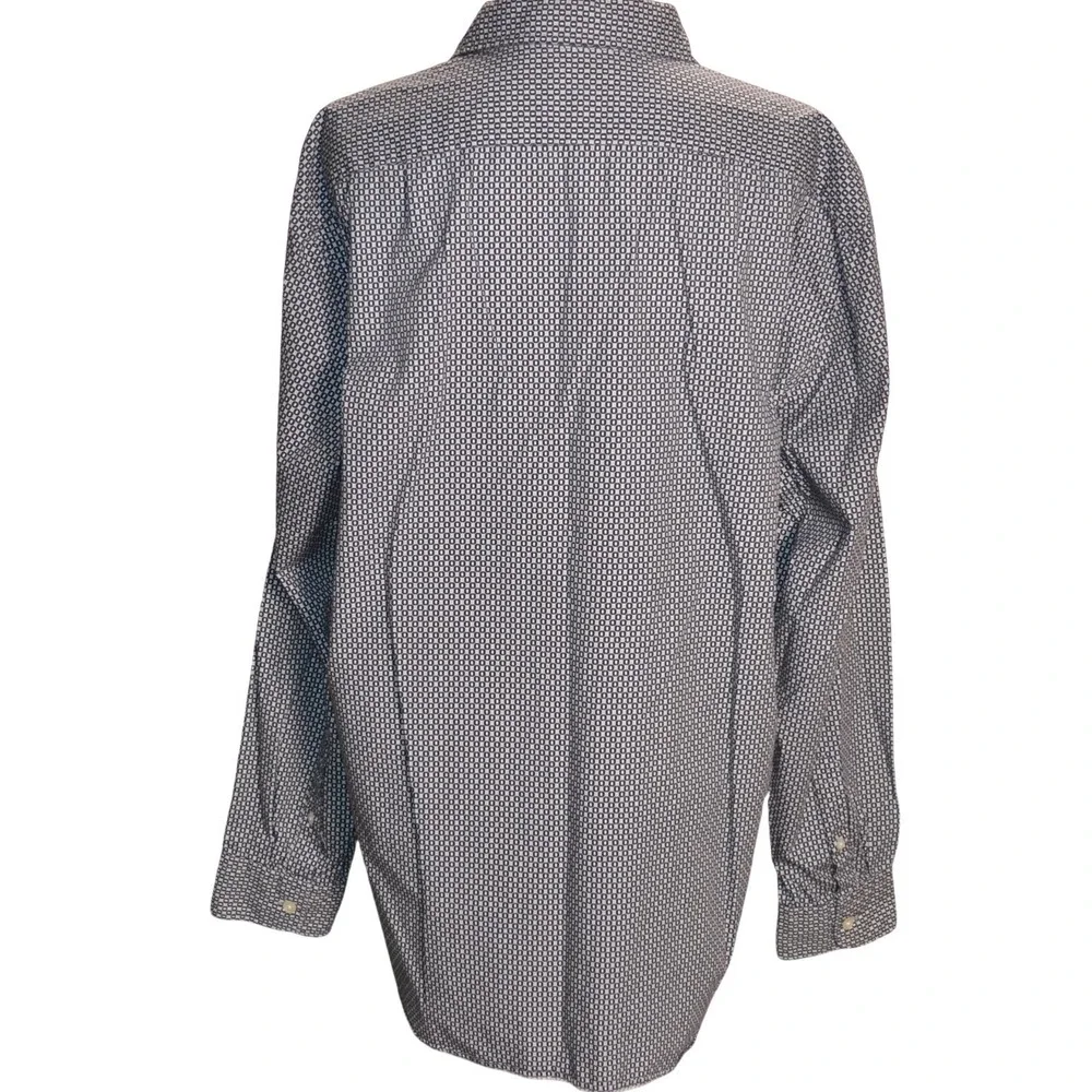 J. Crew Button Down Shirt Mens‎ Large L Navy Blue Geometric Cotton Long Sleeve